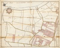 Detail van een kaart van Willemstad met omgeving, polder Ruigenhil, ca. 1781. Collectie BHIC, toeg.nr. 343, inv.nr. 6634.