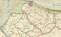 Afb. 38a. Uitsnede topografische kaart 1944 - Oudemolen - Tonnekreek – Oostdijk en Stadsedijk – Steenpad