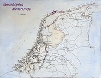 Afb. 4. Overzichtsplan van 18 mei 1942 voor de Neue Westwall in Nederland met gebiedsaanduiding en prioriteitsvolgorde.